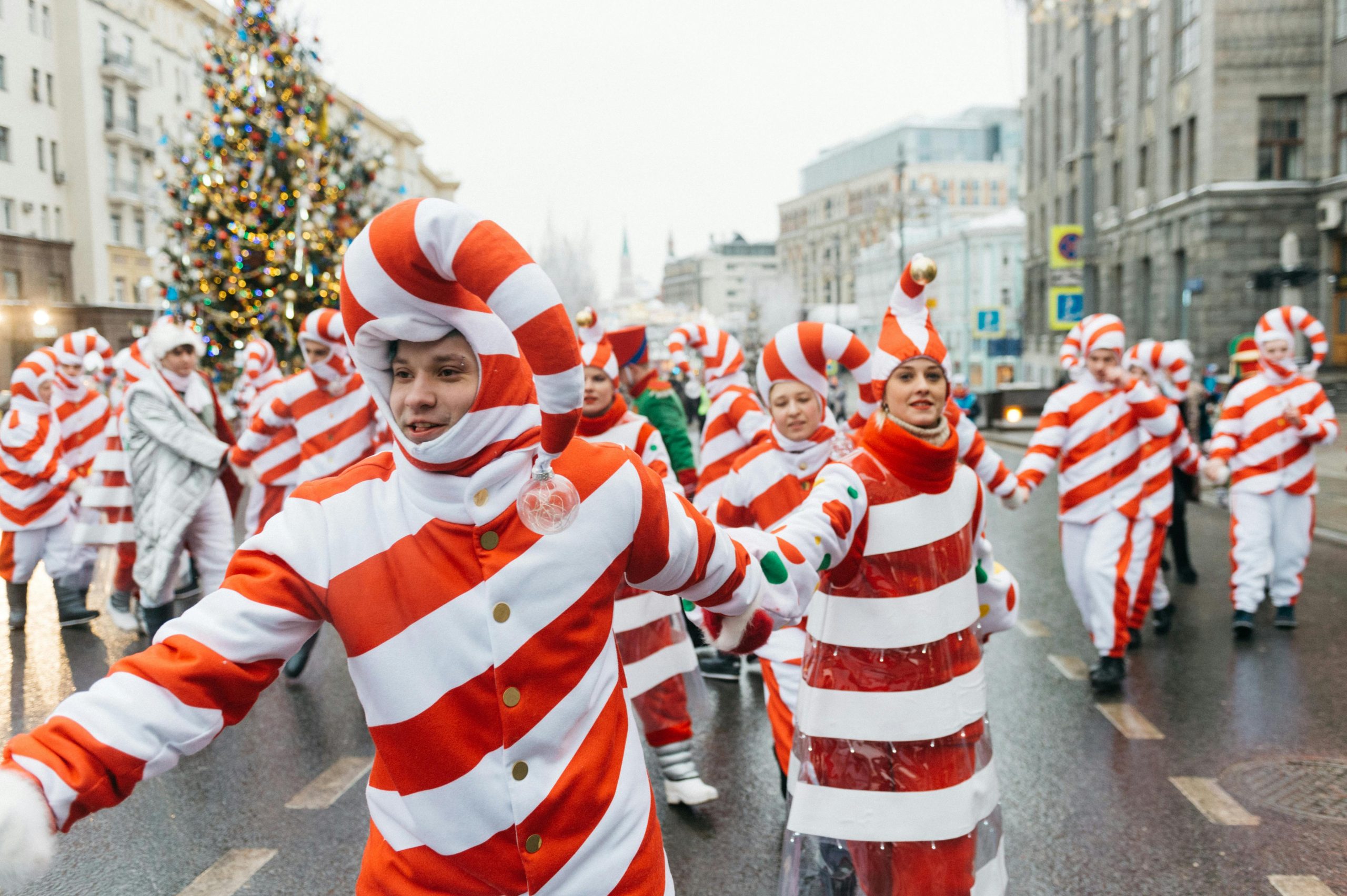 People Wearing Candy Cane Costume