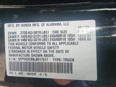 2020 Honda Ridgeline Black Edition